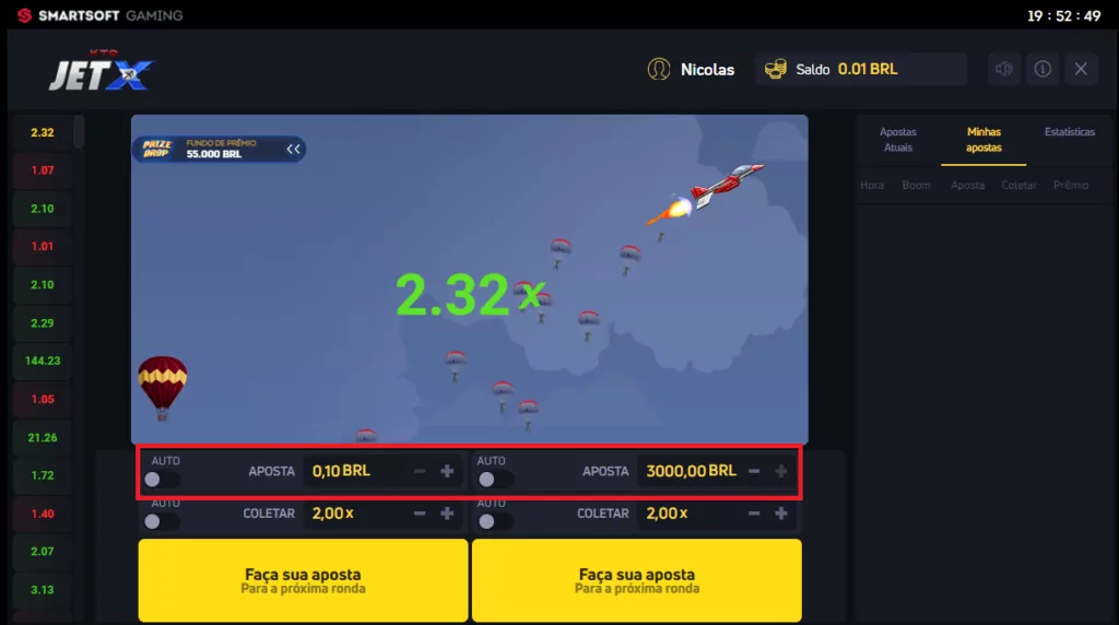 Apostas em Jetx
