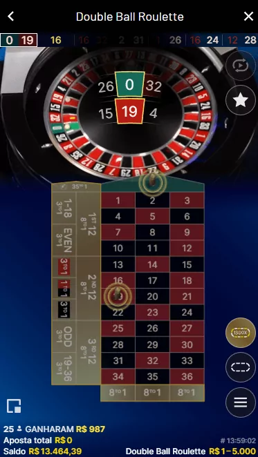 Regras Double Ball Roulette
