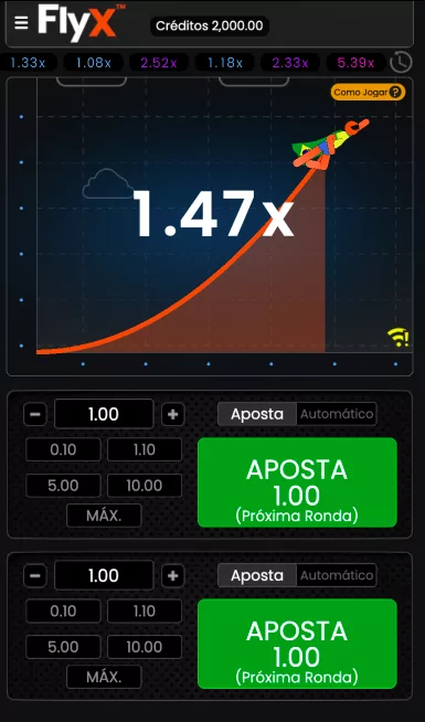 FlyX Tela de Jogo