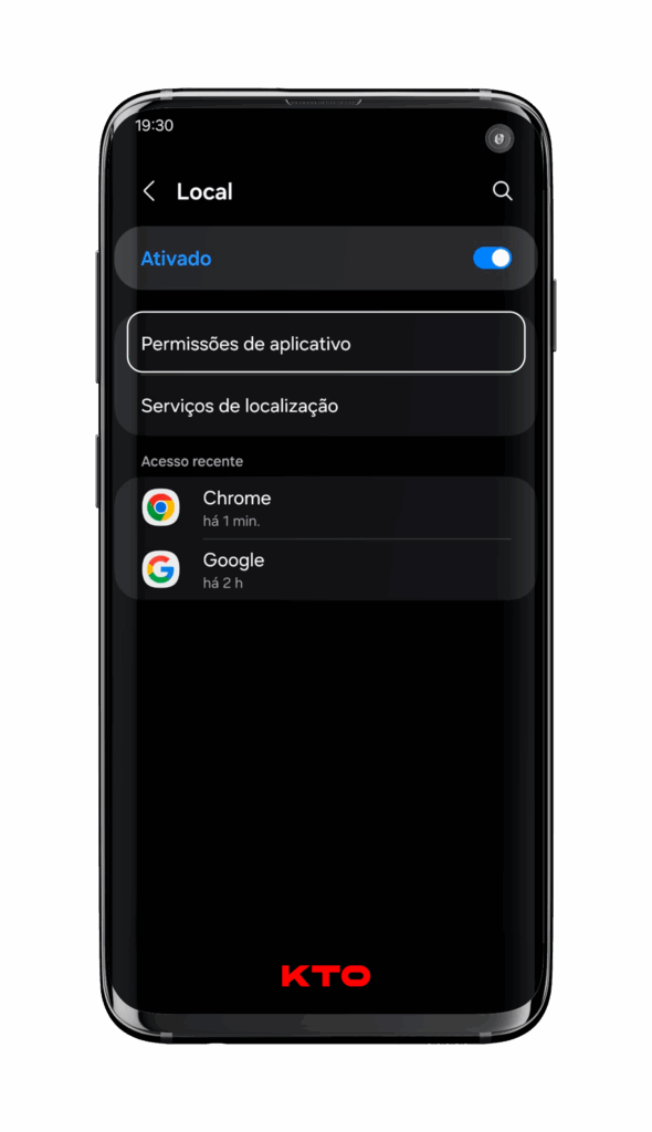 Toque em “Permissões de aplicativo”